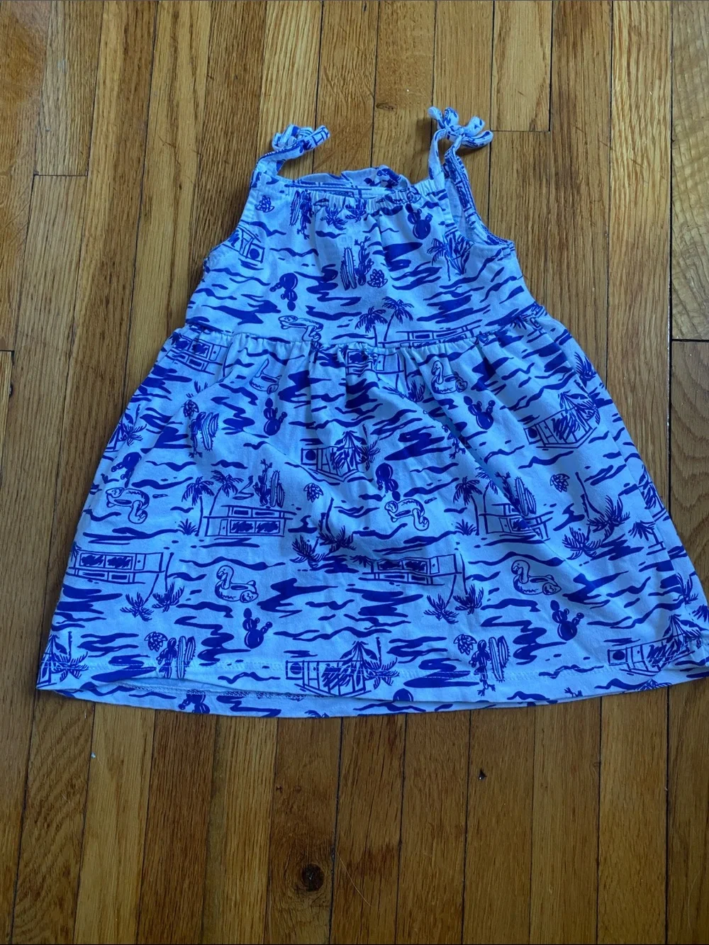 Girls Blue Hawaiian Print Sundress